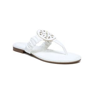 NWT CIRCUS NY Womens White Laser Cut Medallion Camara Slip On Thong Sandals 8.5